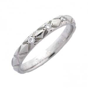 CHANEL Authentic Silver Diamond Ring